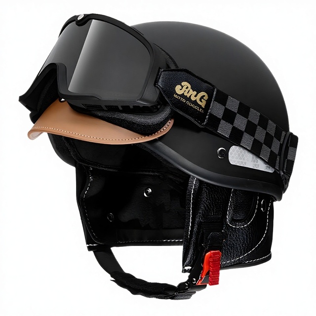 Custom Retro Motorcycle Helmet-All-Season Adjustable Head Circumference GB811 Certified Xiaohongshu Popular Design