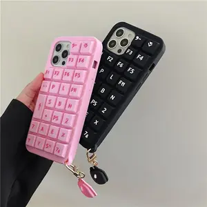 Caixa criativa do telefone da sublimação do silicone do rato e do teclado dos enforcamentos para a tampa protetora do iPhone