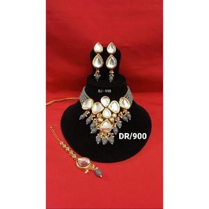 Conjunto de collar de fiesta de Bollywood Kundan de alta calidad para mujer Gargantilla chapada en oro Proveedor indio Hecho en latón duradero Volver - Product Image 1