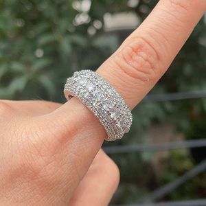 5A cobre pavé ajuste zirconia cúbica diamantes 18K chapado en oro hombres totalmente circón anillos de dedo - Product Image 5