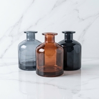 Diffuseur d'aromathérapie en verre rond extravagant de 50 ml avec bouchon en liège, impression sérigraphique, design transparent givré noir