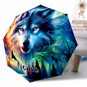 1 Pieza, Sin Pedido Mínimo, Paraguas Plegable Personalizado con Nombre de Lobo Arcoíris, Regalo de Animal Salvaje, Impresión UV, Pedido Individual, Regenschirm Mit Foto - Product Image 3