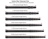 Perche télescopique légère et haute résistance en fibre de carbone pour microphones et support d'extension photographique