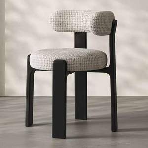 Sedie da Pranzo Moderne Imbottite in Tweed con Struttura in Legno Massello Nero, Ideali per Cucine e Caffè - Product Image 2
