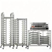 Chariot de four à roulettes double en acier inoxydable, support fermé robuste pour four rotatif
