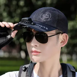 Wholesale Custom Blank Mens Solar Charger Snapback Hat Solar Powered Fan Cap Hat With Fan Solar