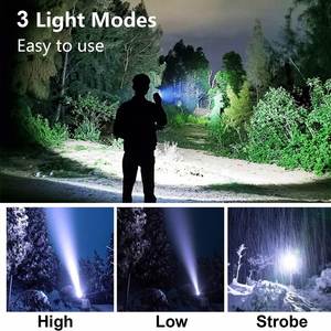 CITICITY <b>LED</b> Flashlights 15W Super Bright <b>Rechargeable</b> Torch <b>Light</b> 3 Modes Accept Customized Battery Including - Product Image 3