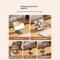 Support de bureau flexible réglable en hauteur en alliage d'aluminium, support de téléphone portable pliable et rotatif, support universel pour tablette