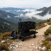Chariot de camping à double couche de grande capacité, tissu Oxford 600D, chariot pliable en acier, chariot de pique-nique en plein air, chariot de plage, chariot de courses, OEM