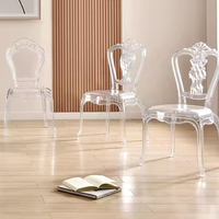 Chaise de princesse en résine acrylique transparente en cristal clair, matériau plastique durable pour hôtel, salle à manger, salon extérieur, appartement