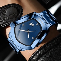 BINBOND B760 futuriste mode hommes montre à Quartz Cyber Edge élégant bracelet en acier vie étanche mâle déclaration montre cadeau