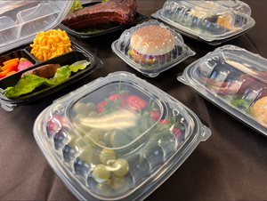 Contenedor de Alimentos para Llevar de Plástico Negro con 3 Compartimentos y Tapa Transparente, Diseño Moderno Desechable, Contenedor de PP Bicolor con Bisagras - Product Image 5