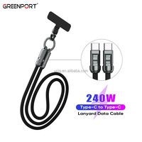 Cable de cordón de 240W 30cm 120cm | 5A Carga rápida y transferencia de datos de 480m 2 en 1 Cable tipo C para cargador de teléfono portátil