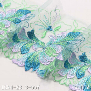 Adorno de encaje bordado de flores multicolor, materiales para accesorios de vestido, recorte de encaje Borde 10cm, disponible en fábrica - Product Image 6
