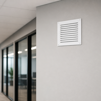Grille d'aération carrée à persiennes fixes avec trous de fixation pré-percés, blanc beige, pour ventilation murale et de plafond CVC