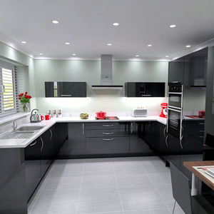 Meuble d'angle de cuisine en U sur mesure, prêt à assembler, en bois, avec panier coulissant et plateau pivotant - Product Image 5