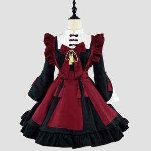 Disfraz de Cosplay de Mucama Lolita para Mujer, Estilo Chino Rojo, Kawaii, para <span class=keywords><strong>Halloween</strong></span> - Product Image 2