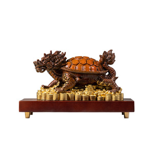 Ornement en laiton de tortue dragon, décoration Feng Shui en cuivre pour la richesse, pour salon, bureau, bureau, cadeau du nouvel an chinois - Product Image 1