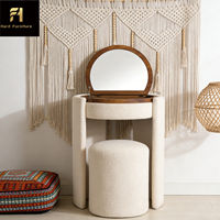 Table de toilette rétro française de haute qualité pour chambre de fille, miroir pliable, grande capacité de rangement, ensemble de table de toilette pour chambre à coucher