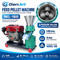 Nouvelle machine à granulés d'aliments pour animaux diesel numérique 12HP 9KL-180 avec démarrage électrique 200kg/h pour élevage avicole commercial, utilisation en extérieur