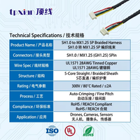 Cable SH1.0-MX1.25-5P, Cable de Cobre Estañado de 28AWG de SH1.0 a MX1.25 de 5 Pines para Conexión de Señal de PCB de Sensor de Cámara Mini para UAV