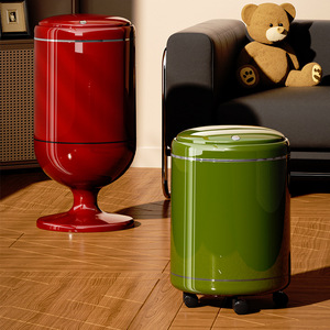 Wheeled Trash Can Cylindrical Large Capacity Indoor Use For Home Living Room Kitchen Bathroom - Product Image 1
