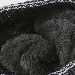 Gorro de punto sin borde con forro polar para hombre, gorro de moda, gorro de punto jacquard cálido y grueso - Product Image 3