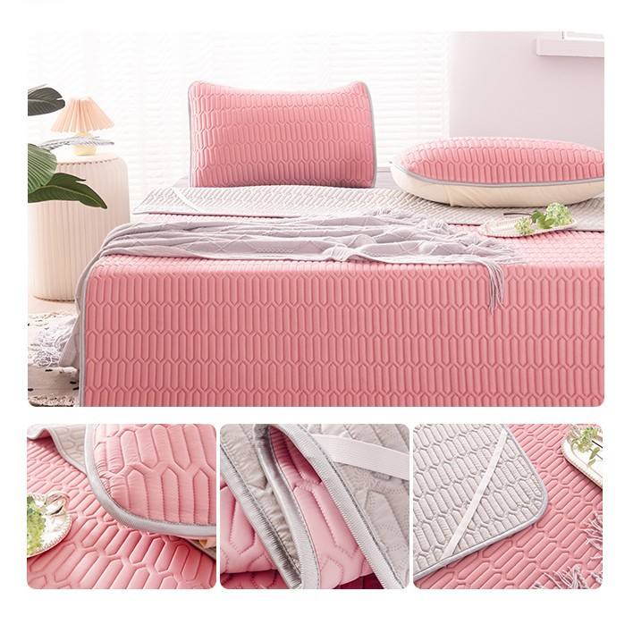 ชุดเสื่อลาเท็กซ์อเนกประสงค์ 3 ชิ้น - Konia (สีชมพูถั่วแดง)