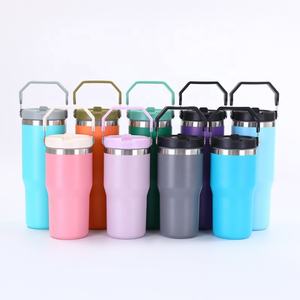 Gobelet isotherme portable en acier inoxydable avec poignée, revêtement poudré, 20oz 30oz, étanche, pour extérieur, maintien au chaud 6-12 heures - Product Image 1