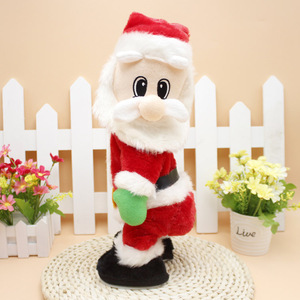 Danse électrique noël peluche poupée en peluche chantant anglais espagne chanson noël père noël jouets pour enfants père noël twerk - Product Image 6