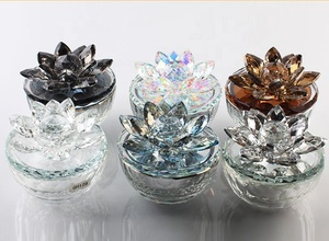 Boîte à bijoux en cristal de couleur AB MH-SH001, boîte à bibelots ronde scintillante en forme de <span class=keywords><strong>fleur</strong></span> de lotus - Product Image 3