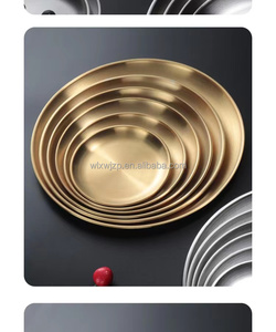 Piatto rotondo di salsa Kimchi in acciaio inossidabile 201 da 17CM - 6.7 pollici con piastra rotonda per Barbecue in stile coreano - Product Image 5