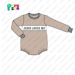 Venta caliente niños boutique ropa Jesús me ama bordado colección niños ropa invierno Niños y Niñas Ropa al por mayor - Product Image 4
