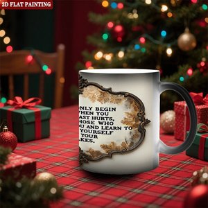 Taza de Cerámica Negra Esmerilada de 11 oz, Taza Mágica para Oficina que Cambia de Color con Diseño de Frase Inspiradora - Product Image 2