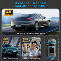 Dash Cam Mobil 4K WIFI GPS 3 Kanal Depan Interior Belakang Layar IPS 3.16'' Penglihatan Malam Monitor Parkir Kotak Hitam AD-K17