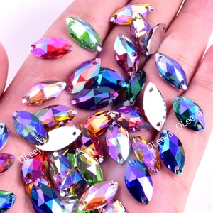 OLeeya Vente en gros Strass à coudre en résine, toutes tailles, à dos plat, forme œil de cheval et navette, avec trous, pour la couture et les cache-tétons de bikini - Product Image 5