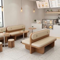 Ensemble de mobilier de style crème pour salon de thé, table, chaise, banquette, comptoir de bar, aménagement commercial pour magasin de boissons, pâtisserie
