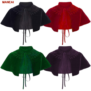 Mantello Corto Aperto sul Davanti con Laccio, Accessorio per Costume da Donna, Capotta in Velluto Stile Vittoriano, Mantello Gotico Rinascimentale Vintage per Halloween - Product Image 1