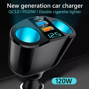 Nuevo divisor LED encendedor de cigarrillos cargadores rápidos y adaptador para <span class=keywords><strong>Iphone</strong></span> cargador portátil PD QC 3,0 cargador de teléfono de coche - Product Image 6