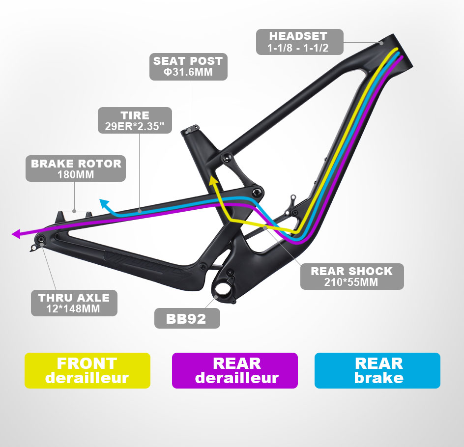 2022 Winow Carbon Mountain Bike Frame - 29er Boost Full
