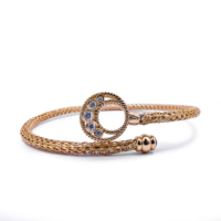 Nouveau design Bracelet en alliage de cuivre Phases de lune, Zircon étoile géométrique, Chaîne en or PVD 18 carats, Bijoux pour femme
