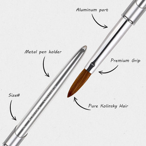 Kolinsky Acrylic Nail Brush <b>Silver</b> Metal Handle Crimped Ferrule Manicure Brush with Storage Box - Product Image 5