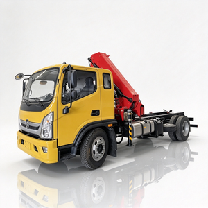 รถยกพ่วงแบบแบนยี่ห้อ Foton พร้อมเครนแขนพับได้ Hongchang Tianma 6.3 ตัน สำหรับงานก่อสร้าง - Product Image 1