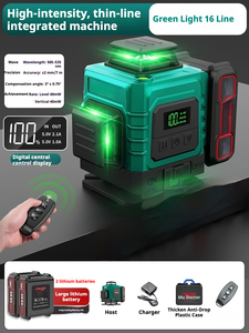 Niveles Láser, <span class=keywords><strong>Nivel</strong></span> Láser Verde de 16 Líneas, Diámetro de la Sonda de 5 mm, Precisión de 2 mm, Autonivelante Ajustable para Bricolaje con 2 Baterías de Iones de Litio - Product Image 2