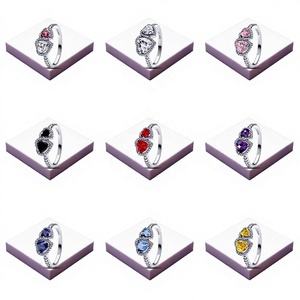 Anillo <span class=keywords><strong>de</strong></span> Plata 925 <span class=keywords><strong>de</strong></span> Alta Calidad con Circonita, Diseño Vintage <span class=keywords><strong>de</strong></span> Doble Corazón, para Mujer, Ideal para Bodas, Compromisos y Fiestas - Product Image 1