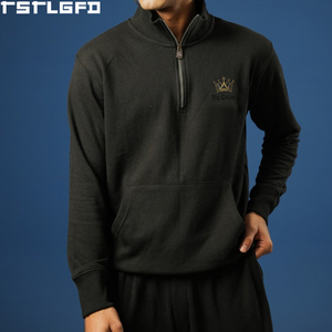 Cut And Sew Mock Neck Quarter Zip Sweatshirt Men Heavyweight Print <b>Jumper</b> Men'S Hoodies&Sweatshirts Clothing Manufacturers Bulk - Product Image 1