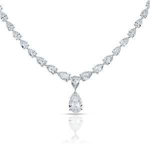 Collier pendentif en or blanc 18 carats serti de diamants taille poire, best-seller, bijoux de mariée intemporels, disponible à prix abordable - Product Image 2