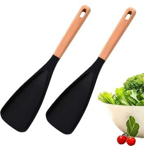 Spatule-cuillère résistante à la chaleur de qualité alimentaire, directement de l'usine, avec manche en bois, ustensile de mélange, cuillère de cuisine - Product Image 1
