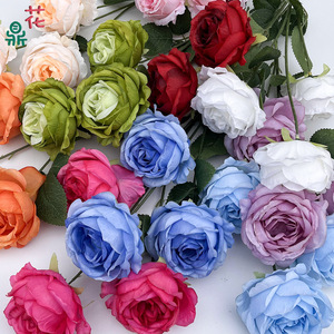 Roses artificielles en soie, faites à la main, style naturel, pour décorations de mariage - Product Image 3