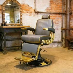 Silla de Barbero Hidráulica de Cuero Negro DM Classics, Silla de Salón Retro para Afeitar, Silla de Peluquería para Hombres en Venta - Product Image 3